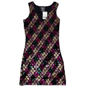 Any Old Iron Nashville Hand Made Sequin Mini Dress Club wear Glam  Party SZ XS
